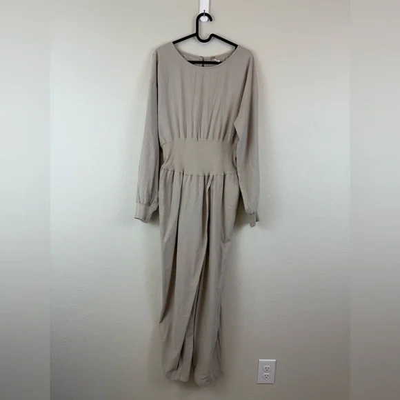 Free People Sonika Tan Jumpsuit with Relaxed Fit and Tapered Legs Size Small